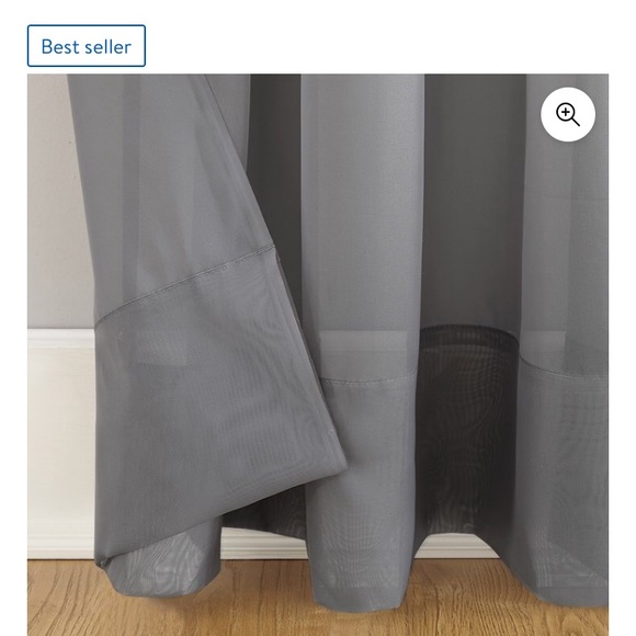 Mainstays marjorie voile gray sheer curtain one panel 59“ x 63“ new rod pocket - Picture 5 of 6